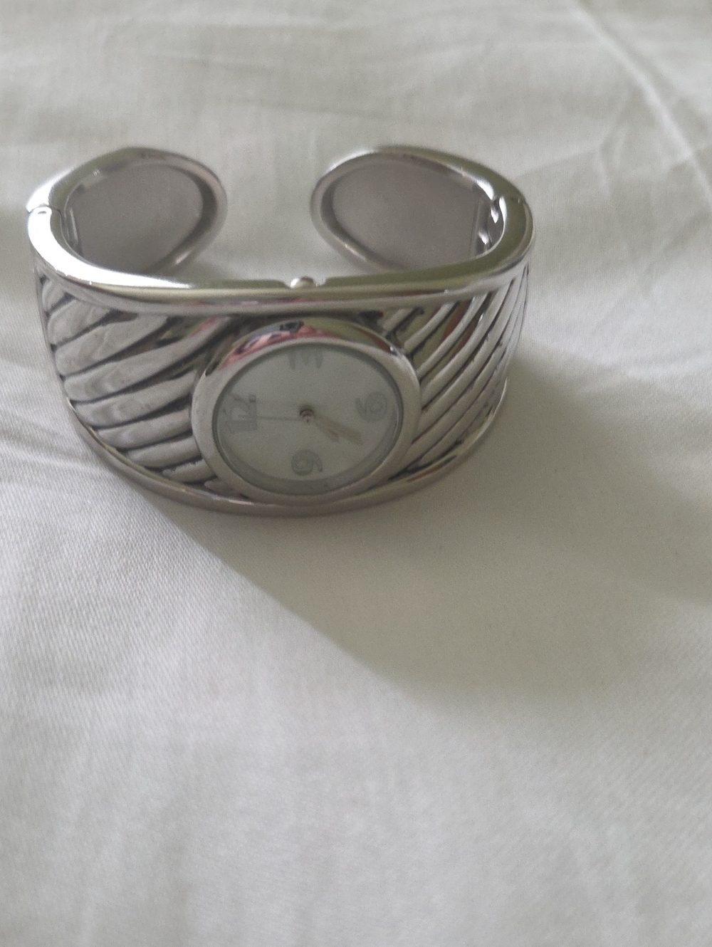 Silver Cuff Watch Bracelet for Women